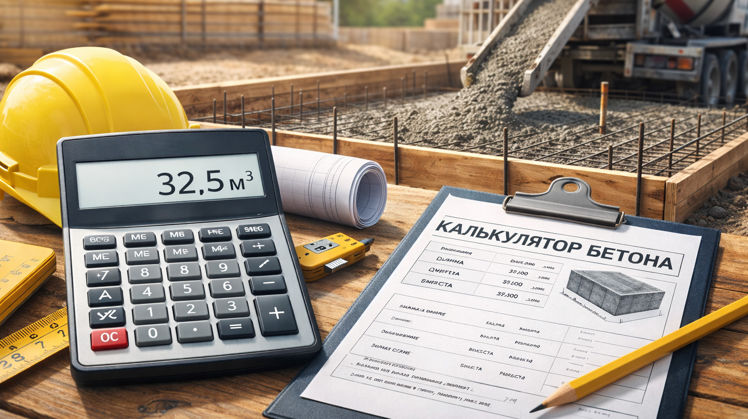 Калькулятор объема бетона